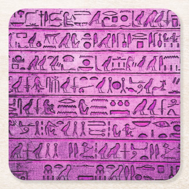 Ancient Egyptian Hieroglyphs Purple Paper Coasters (Front)