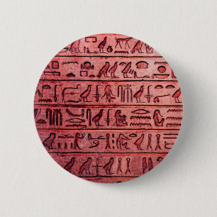 Ancient Egyptian Hieroglyphs Red 6 Cm Round Badge