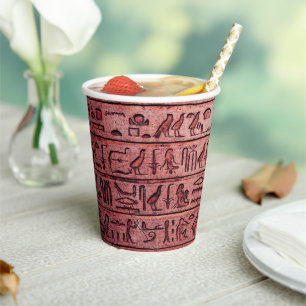 Ancient Egyptian Hieroglyphs Red Paper Cup