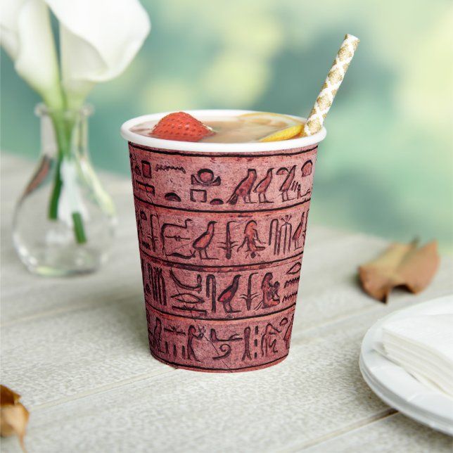 Ancient Egyptian Hieroglyphs Red Paper Cup (Insitu)