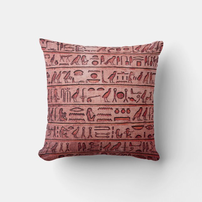 Ancient Egyptian Hieroglyphs - Red Square Pillow (Front)