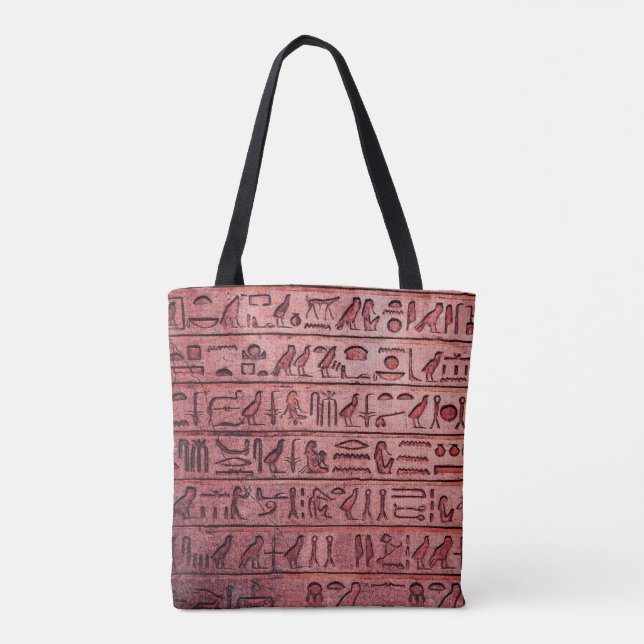 Ancient Egyptian Hieroglyphs Red Tote Bag (Back)