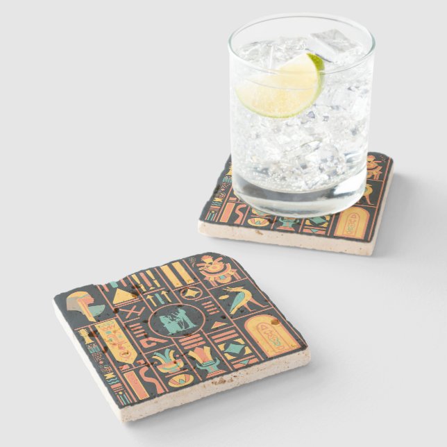 Ancient Egyptian Hieroglyphs Stone Coaster (Side)