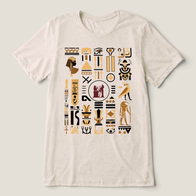 Ancient Egyptian Hieroglyphs Tri-Blend Shirt (Design Front)
