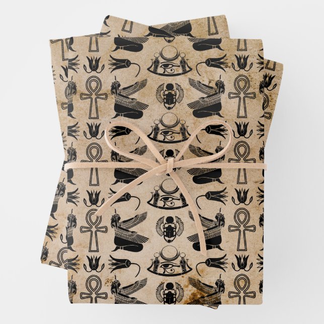 Ancient Egyptian Hieroglyphs Wrapping Paper Sheets (In situ)