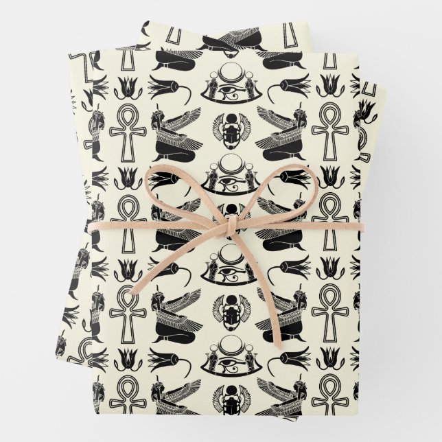 Ancient Egyptian Hieroglyphs Wrapping Paper Sheets (In situ)