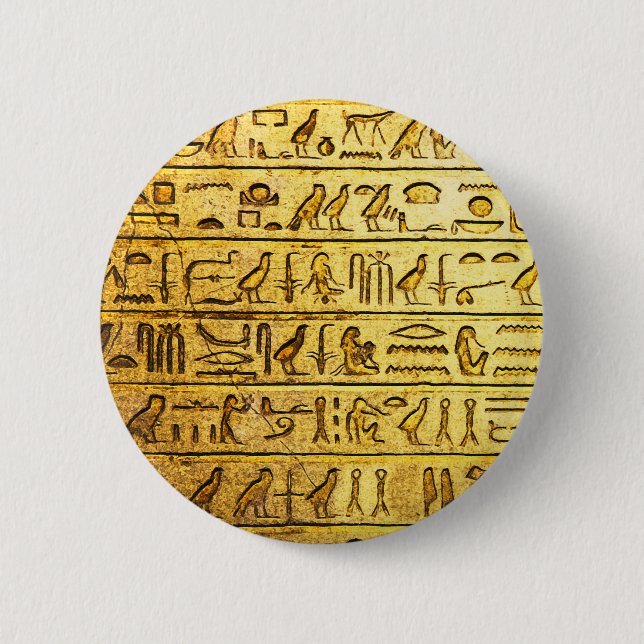 Ancient Egyptian Hieroglyphs Yellow 6 Cm Round Badge (Front)