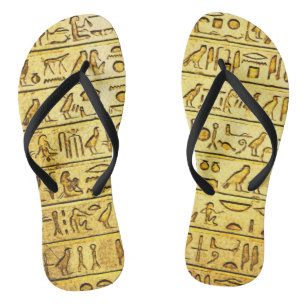 Ancient Egyptian Hieroglyphs Yellow Jandals