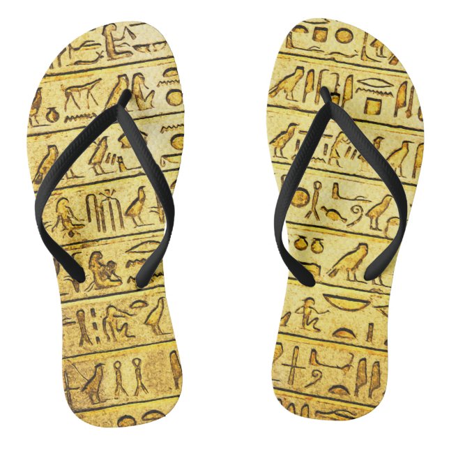 Ancient Egyptian Hieroglyphs Yellow Jandals (Footbed)