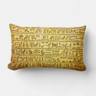 Ancient Egyptian Hieroglyphs Yellow Lumbar Pillow