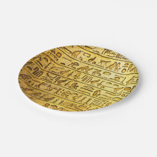 Ancient Egyptian Hieroglyphs Yellow Paper Plates