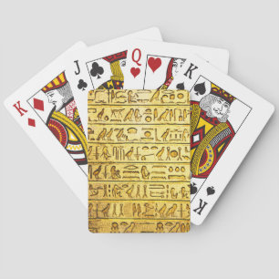 Ancient Egyptian Hieroglyphs Yellow Playing Cards