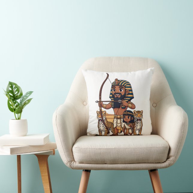 Ancient Egyptian Hunt with Leopards Cushion (Chair)