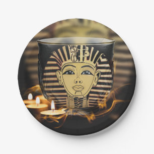 Ancient Egyptian King With Glowing Candle Lights P Paper Plate