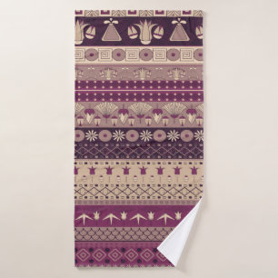 Ancient Egyptian ornament Tribal seamless pattern. Bath Towel