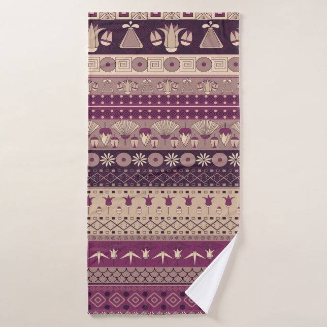 Ancient Egyptian ornament Tribal seamless pattern. Bath Towel (Bath Towel)