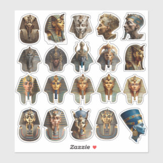 Ancient Egyptian Pharaoh Faces Stickers | Gold 3D