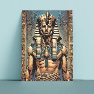 Ancient Egyptian Pharaoh in the Temple Postcard