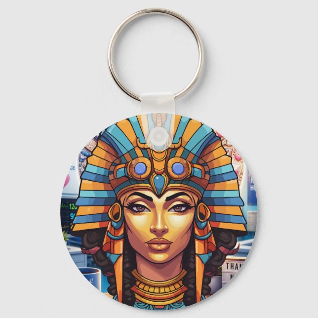 Ancient Egyptian Pharaoh King and Queen Key Ring (Front)