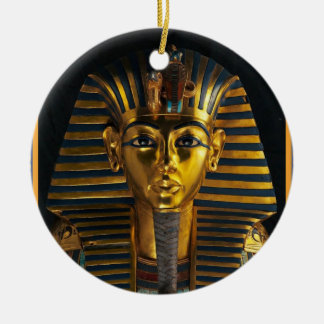 Ancient Egyptian pharaoh mask, King Tut golden art Ceramic Tree Decoration