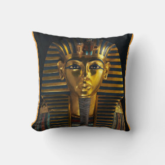 Ancient Egyptian pharaoh mask, King Tut golden art Cushion