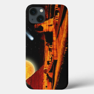 Ancient Egyptian Pyramid, Sun, Sphinx & Comet Art iPhone 13 Case