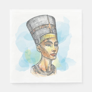 Ancient Egyptian Queen Nefertiti Bust Sketch Napkin