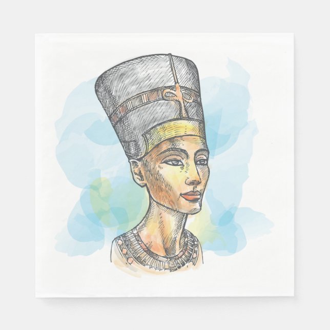 Ancient Egyptian Queen Nefertiti Bust Sketch Napkin (Front)