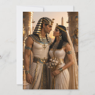 Ancient Egyptian Royalty Pharaoh Couple Wedding In Thank You Card