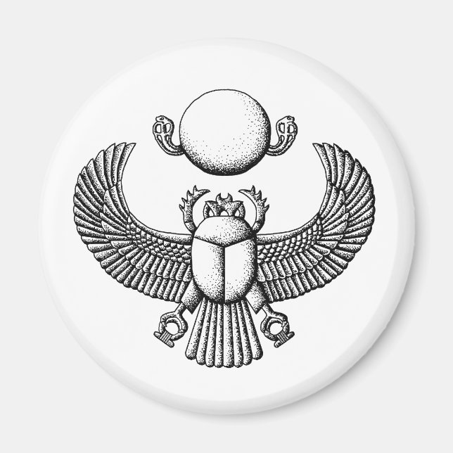 Ancient Egyptian Scarab Black and White Magnet (Front)