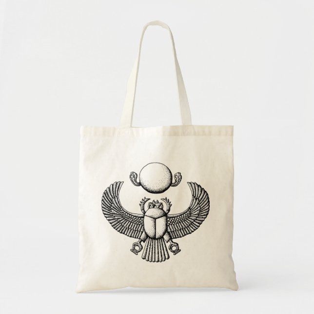 Ancient Egyptian Scarab Black and White Tote Bag (Front)