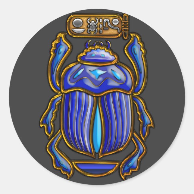 Ancient Egyptian Scarab Classic Round Sticker (Front)