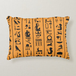 Ancient Egyptian Scribe Script Ochre Desert Decorative Cushion