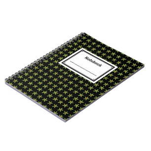 Ancient Egyptian Style Star Pattern 02 - Black Spiral Notebook