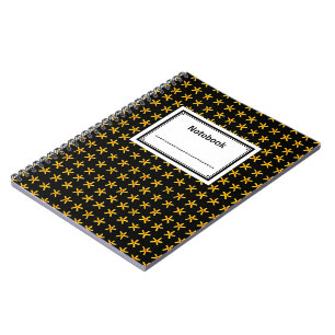 Ancient Egyptian Style Star Pattern - Black Spiral Notebook