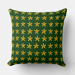 Ancient Egyptian Style Star Pattern - Dark Green Cushion