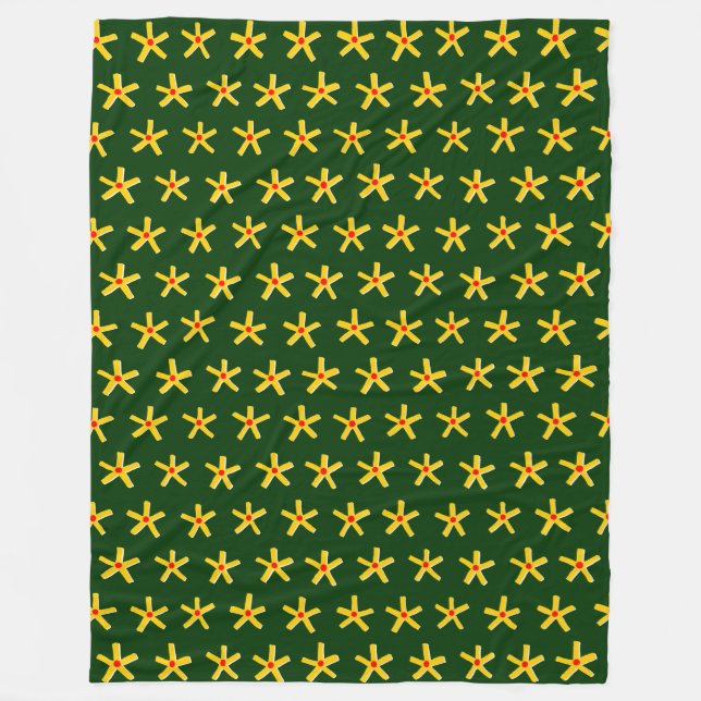 Ancient Egyptian Style Star Pattern V2 - Dk Green Fleece Blanket (Front)