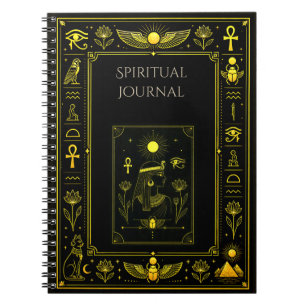 Ancient Egyptian Symbols Black Gold Pattern Luxury Notebook