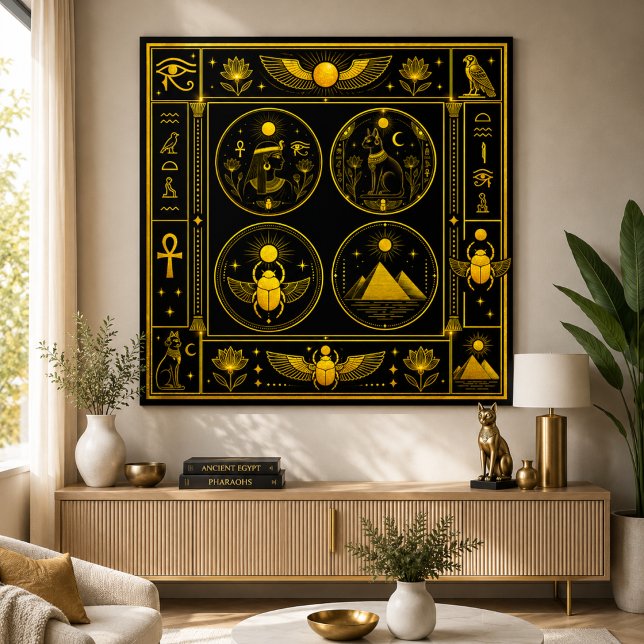 Ancient Egyptian Symbols Black Gold Pattern Luxury Poster (Creator Uploaded)