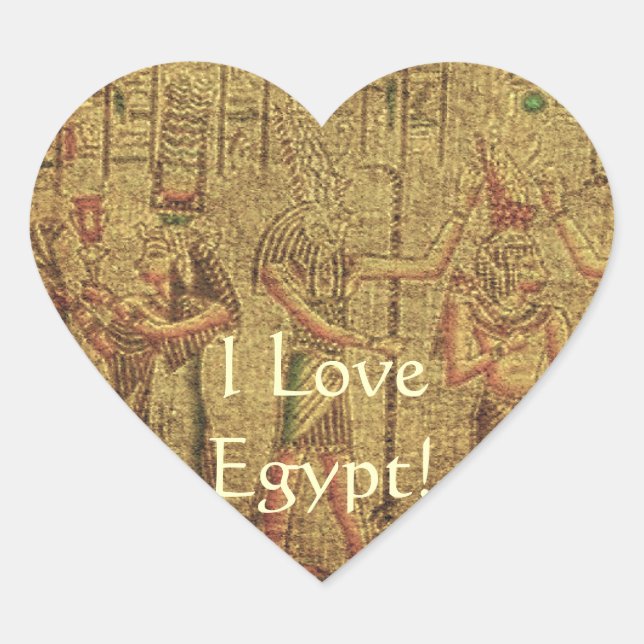Ancient Egyptian Temple Wall Art Heart Sticker (Front)