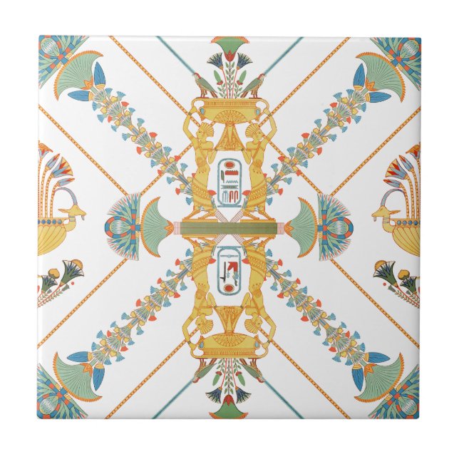 Ancient Egyptian Vintage Art Gold Green Tile (Front)