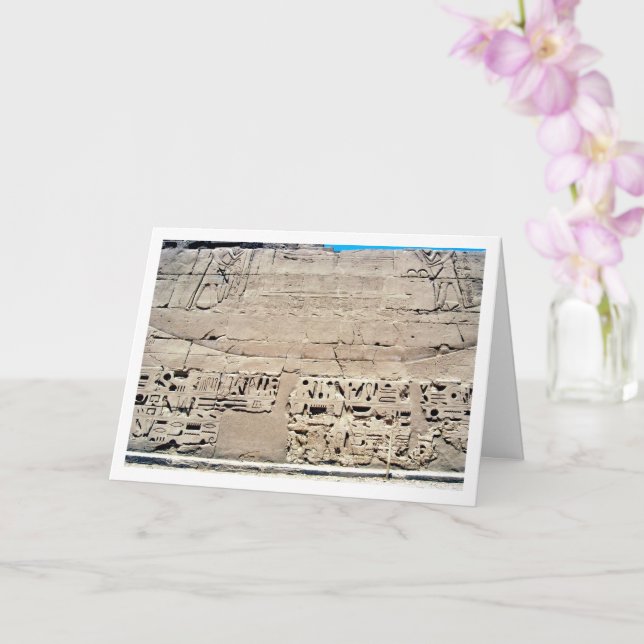 Ancient Egyptian Wall with Hieroglyphics, Luxor Card (Orchid)
