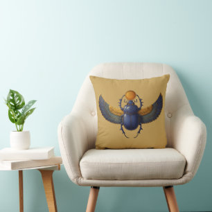 Ancient Egyptian Winged Scarab Khepri Sun God  Cushion