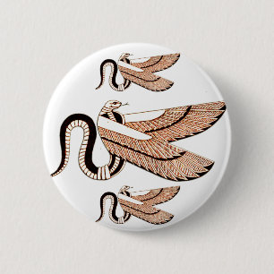 Ancient Egyptian Winged Serpent Symbol 6 Cm Round Badge