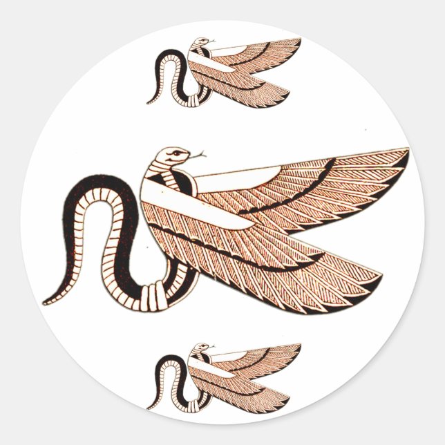 Ancient Egyptian Winged Serpent Symbol Classic Round Sticker (Front)