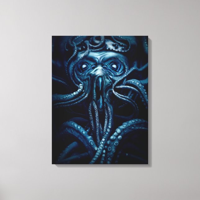 Ancient Eldtich Horror: Deep Ocean Kraken Canvas Print (Front)