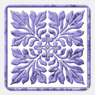 Ancient english tile cool purple square sticker