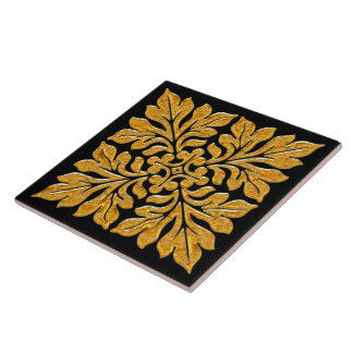 Ancient english tile shiny bright gold