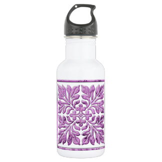 Ancient english tile warm tender purple 532 ml water bottle