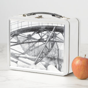 Ancient footbridge pencilart metal lunch box